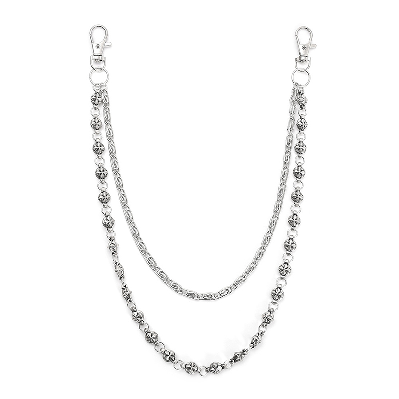 Women Accessories Pk - Trendige Hip-Hop-Jeanskette mit doppellagiger Schlüsselanhänger, Unisex-Taillenzubehör