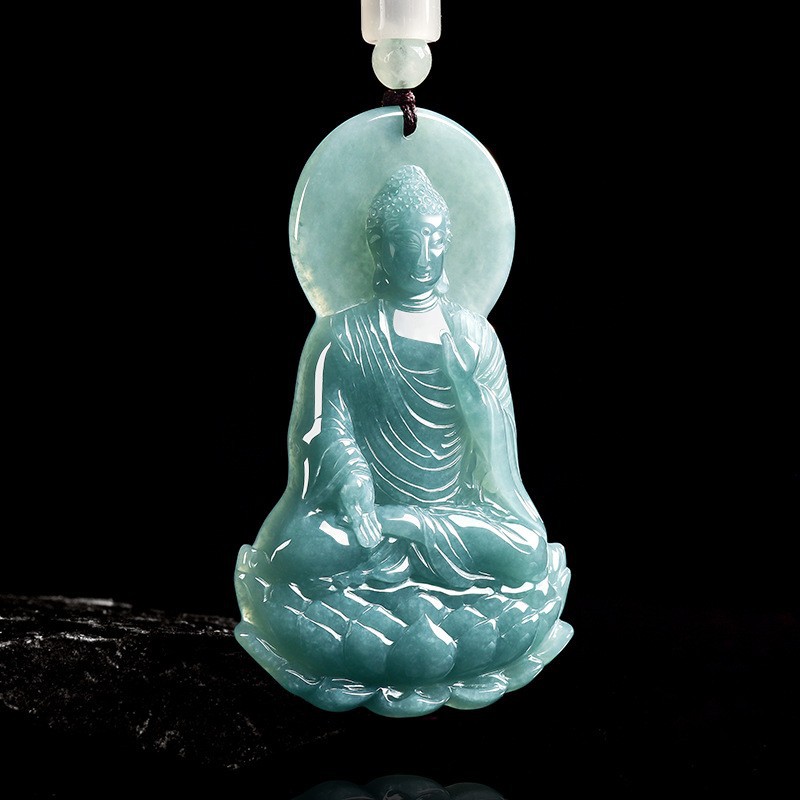 Women Accessories Gift - Natürliche burmesische Jadeit-Buddha-Anhänger-Halskette, modischer Schmuck aus