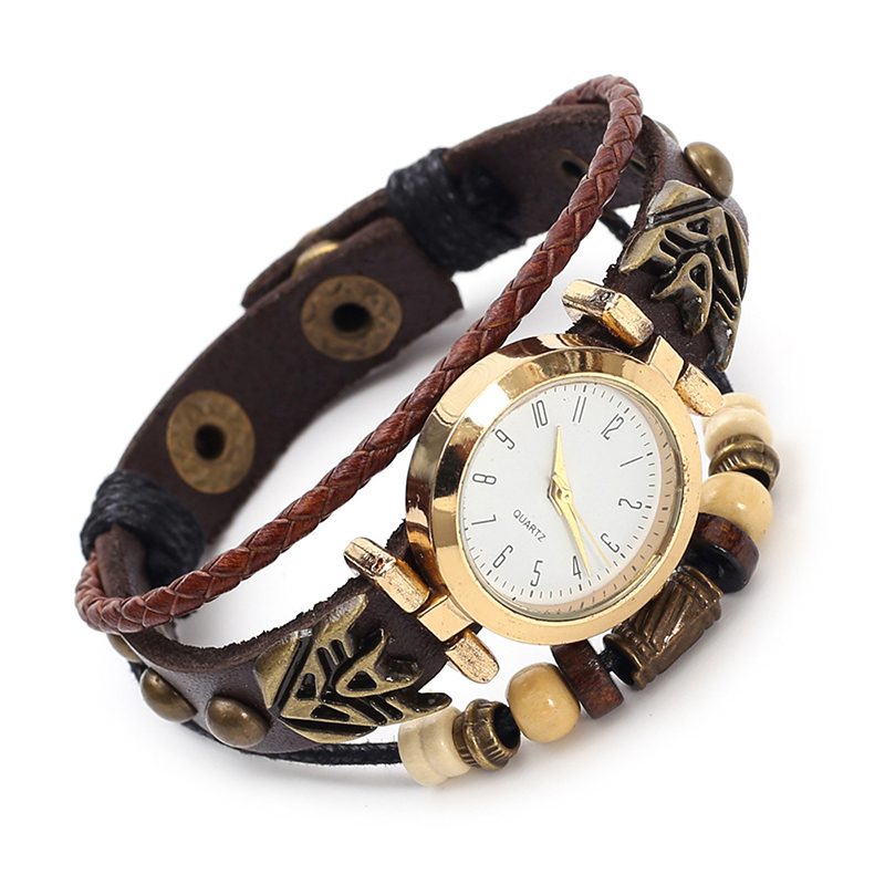 Women Accessories Pk - Vintage Leder Quarzuhr Hip-Hop Punk Unisex