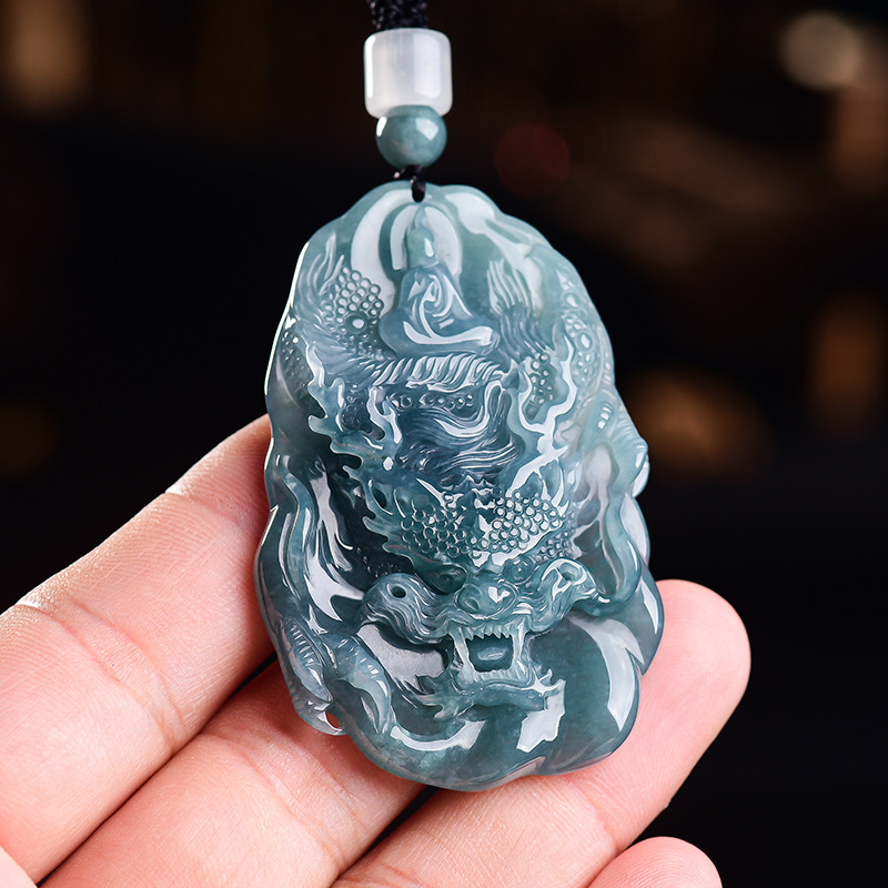Women Accessories Gift - Natürliche burmesische Jadeit-Drachen-Anhänger-Halskette, Vintage-Designer-Mode, echter Jade-Luxus-Schmuck,