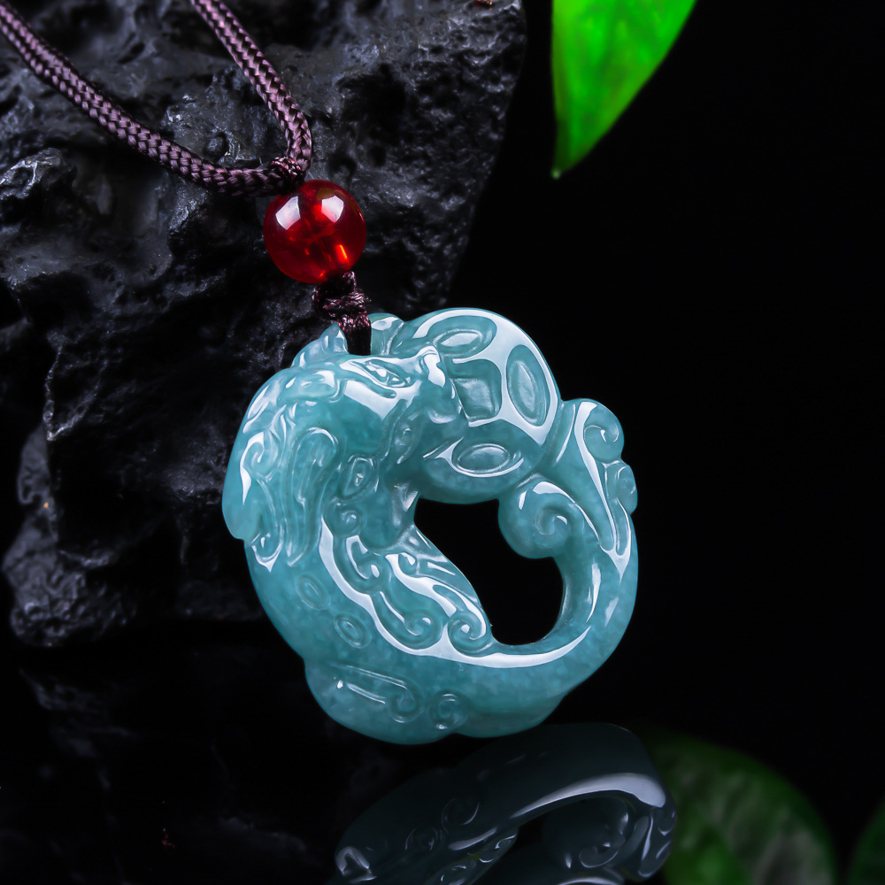 Women Accessories Gift - Burmesischer Jadeit Pixiu Anhänger Echte Jade