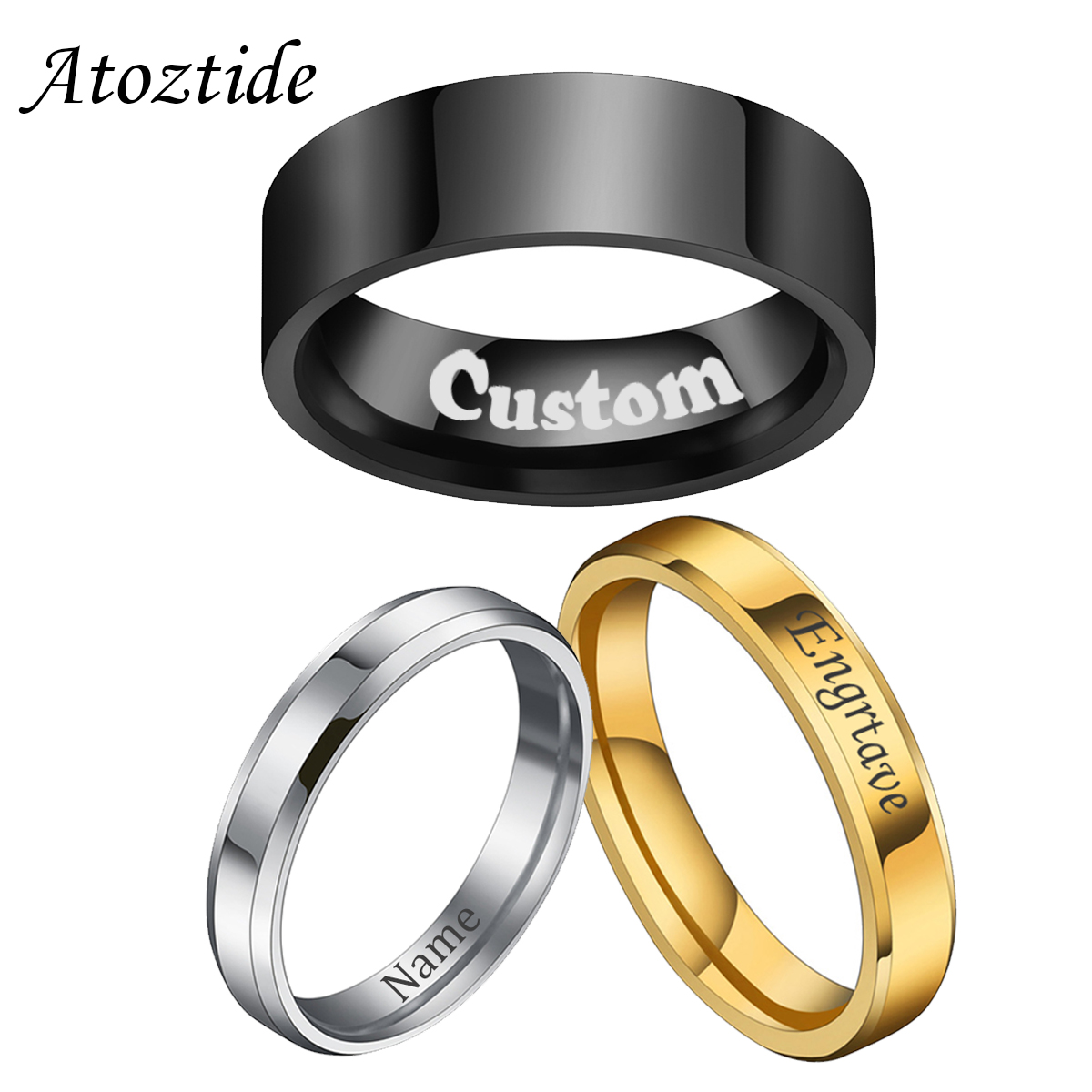 Women Accessories Name - Atoztide 4/6/8mm personalisierte Gravur Name Datum