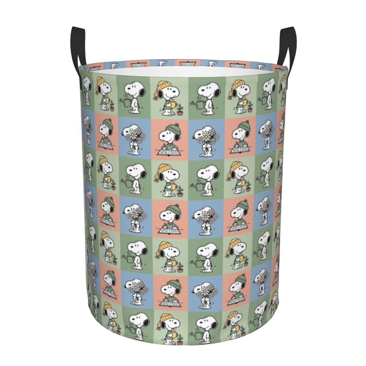 Women Accessories Hamper - S-Snoopy Wäschekorb mit Karomuster, großer Aufbewahrungskorb,