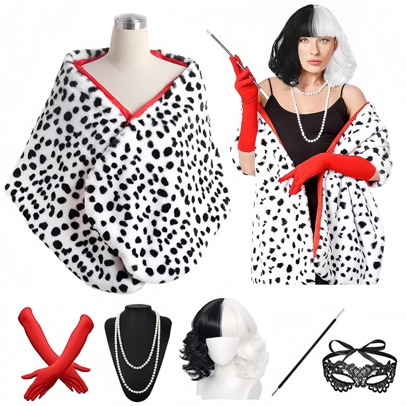 Women'S Accessories In The 1920S - Damen Cruella Deville Short Dalmatiner Print