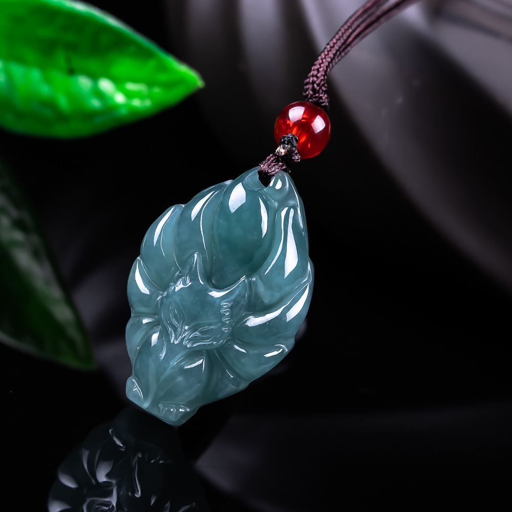Women'S Vintage Accessories - Natürliche burmesische Jadeit-Fuchs-Anhänger-Halskette, Vintage-Accessoires, Edelstein, echter