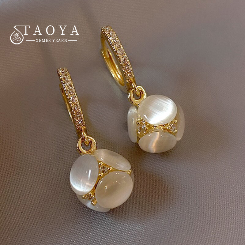 Women'S Accessories Trends 2026 - Elegante Katzenaugen-Stein Runde Kugel-Ohrhänger für 2026