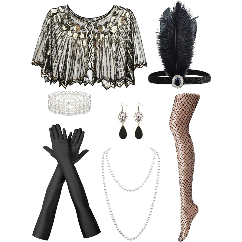 Women'S Accessories In The 1920S - 1920er Jahre Accessoires-Set für Damen, 7-teiliges